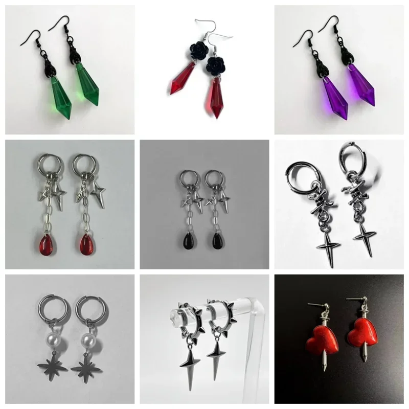 Women'S Vampire Accessories - ゴシックヴァンパイアダークバットパーソナライズされたイヤリングヴィンテージ幾何学的なブラッドドロップコーンクリスタルクリエイティブ魔女ジュエリーアクセサリー