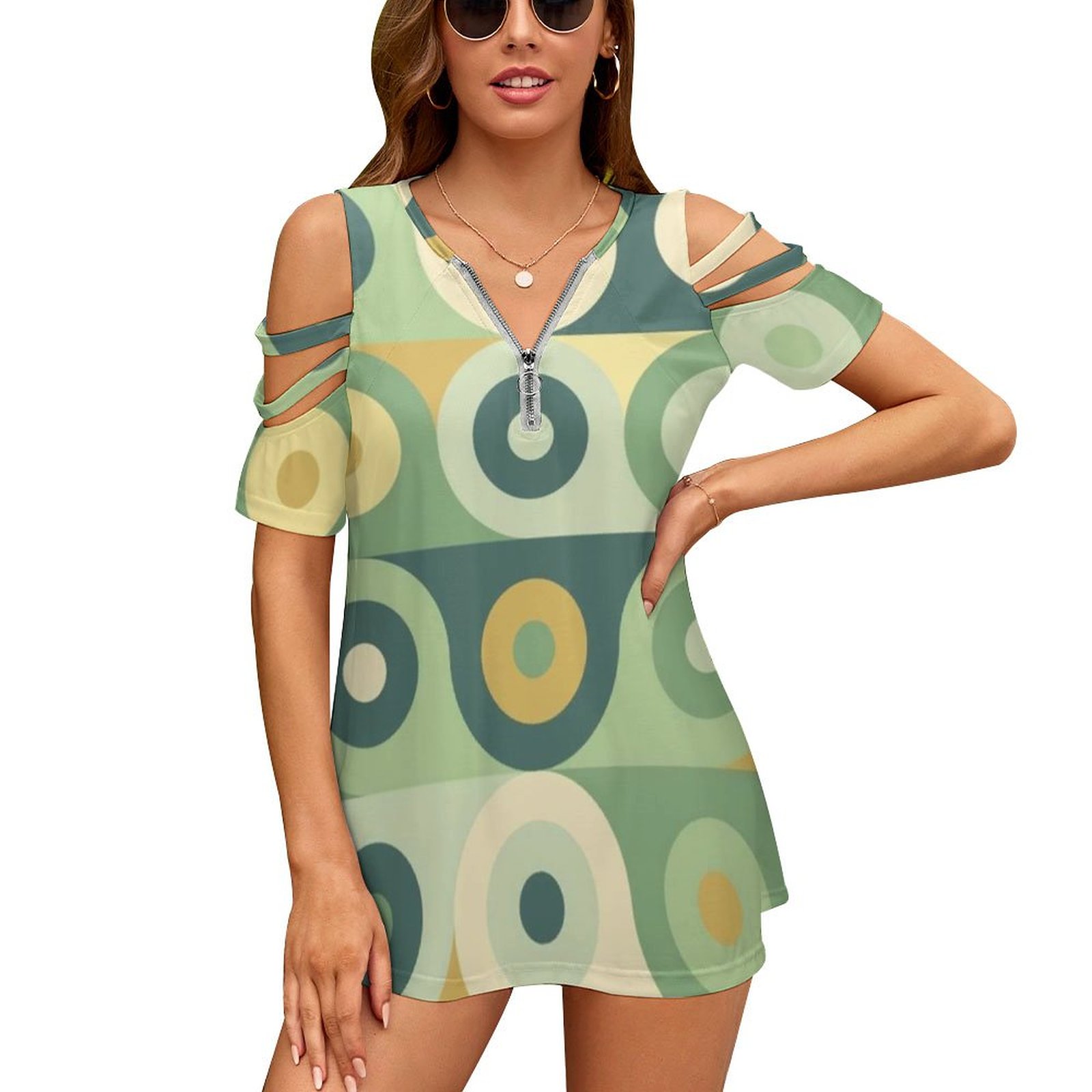 Women'S Accessories In The 60S - 女性のための70年代のプリントTシャツ,ジッパー付きトップス,さまざまなスタイル,レトロ,ディスコ,60年代,60年代のファッション