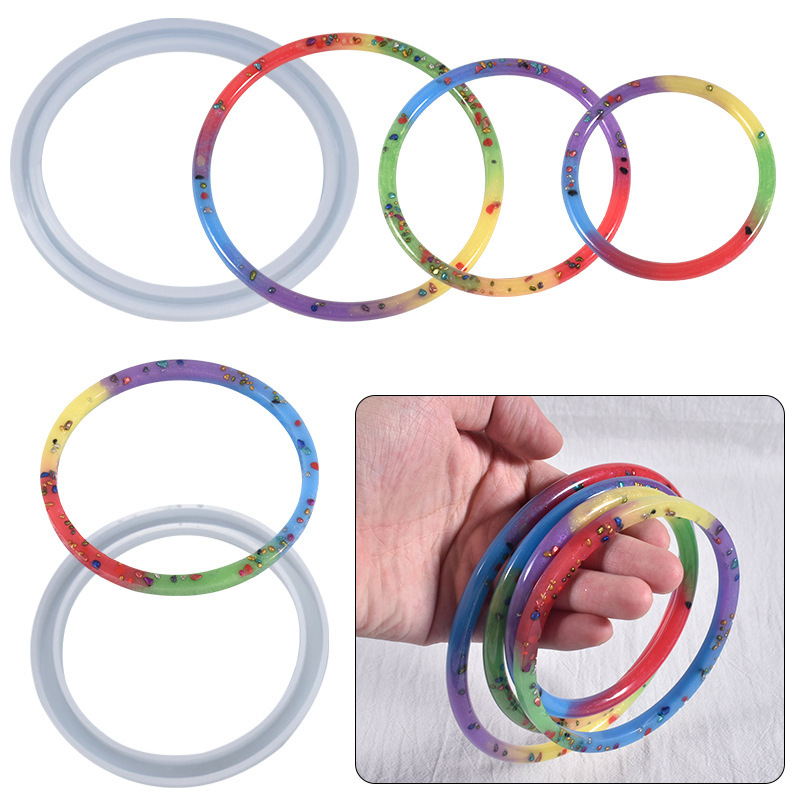 Resin Bangle Bracelet - 3個入りシリコンモールド エポキシ樹脂ブレスレット用、多面雲模様半円筒形手作りDIY樹脂バングルモールド