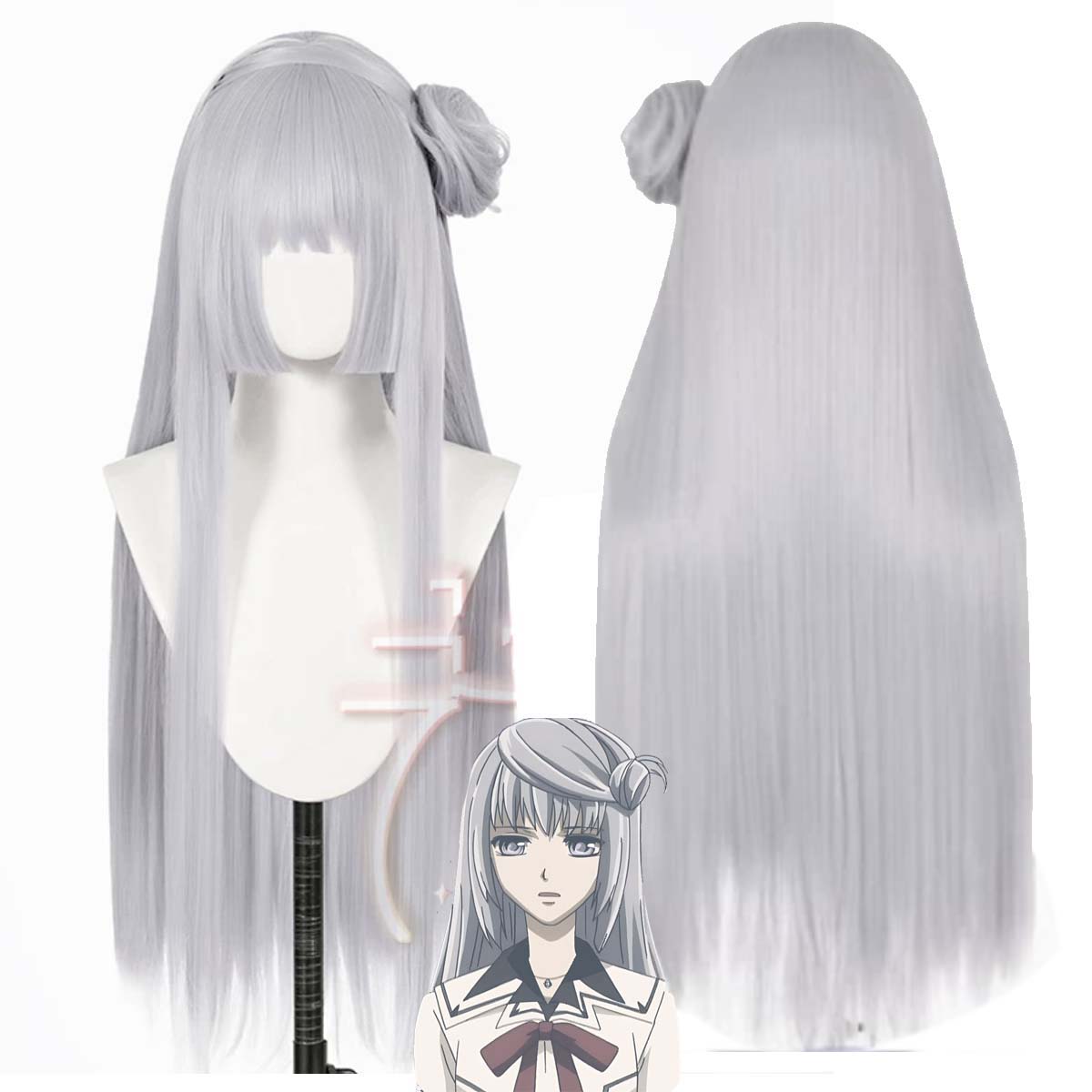 Women'S Vampire Accessories - 女性アニメヴァンパイア騎士マリア・アカイコスプレロングシルバーホワイト耐熱人工毛ウィッグ