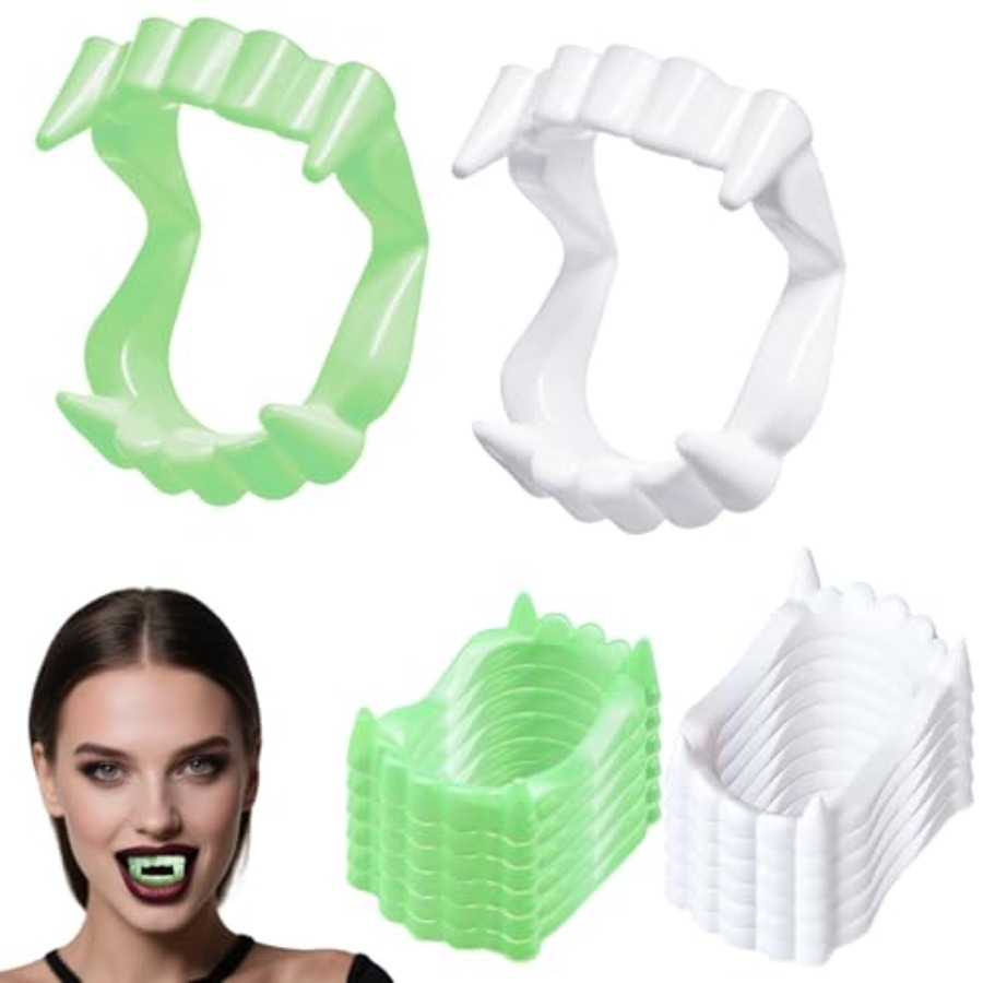 Women'S Vampire Accessories - 12個入り ハロウィン ホワイトティース ファングス ヴァンパイアティース 面白いコスプレ