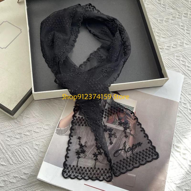 Women Accessories Description - G5AE 花刺繍バンダナラップ多目的スカーフヘッドバンド軽量コットン夏アクセサリー