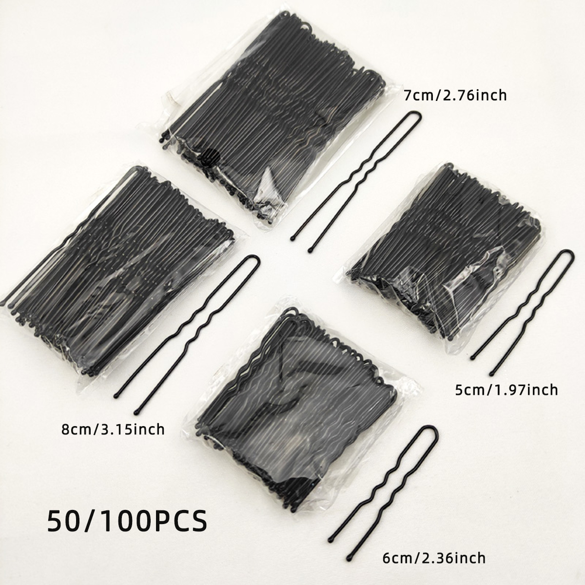 Women Accessories On Sale - 50/100 個女性 5/6/7/8 センチメートル髪波状 U 字型ボビーピンバレッタグリップクリップブライダルヘアピンブラックメタルヘアアクセサリー
