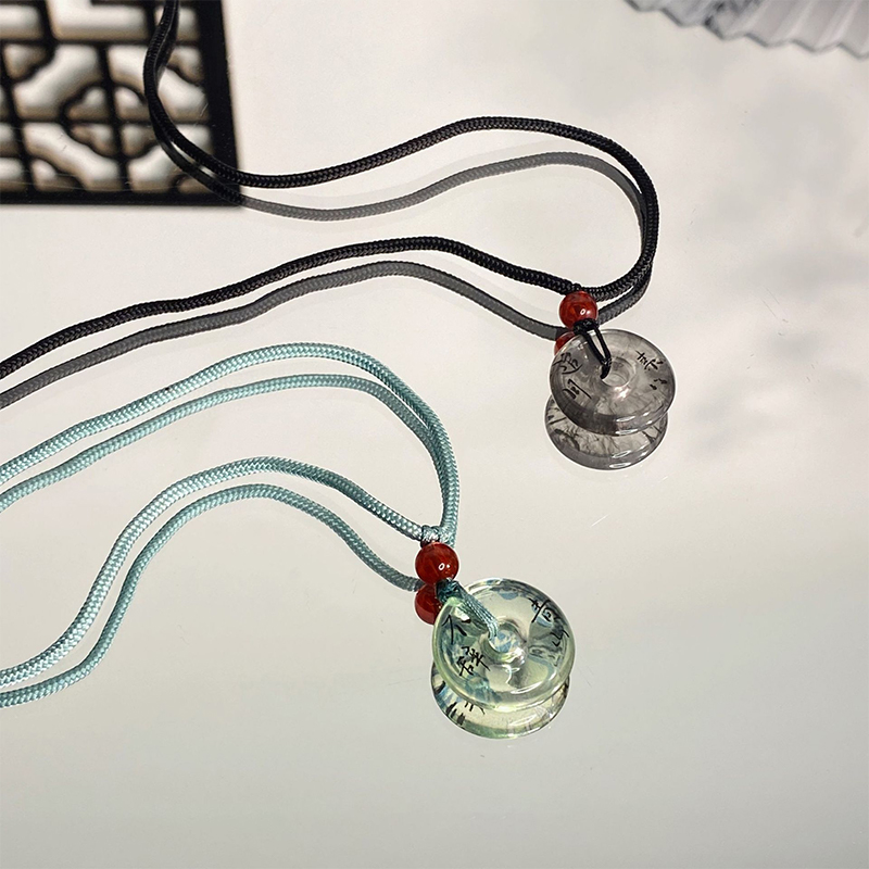 Resin Bangle Bracelet - 女性用円形ペンダントネックレス,中国風,織りロープ,安全バックル,クラビクルチェーン,幾何学的ジュエリー,パーティーギフト