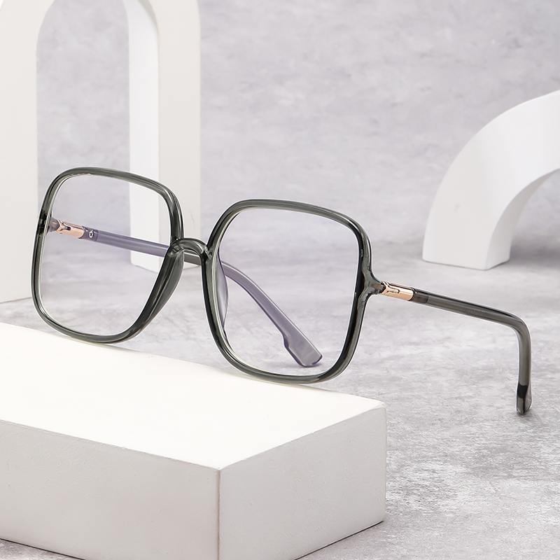 Sunglasses Oversized Square - 特大スクエア型ブルーライトカットメガネ 男女兼用、小顔効果あり、度付き対応可能