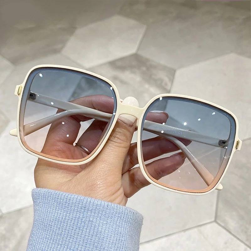 Sunglasses Oversized Square - ヴィンテージ特大スクエアサングラス女性ファッショングラデーションアウトドアシェードレトロ女性高級ブランドデザインアイウェア