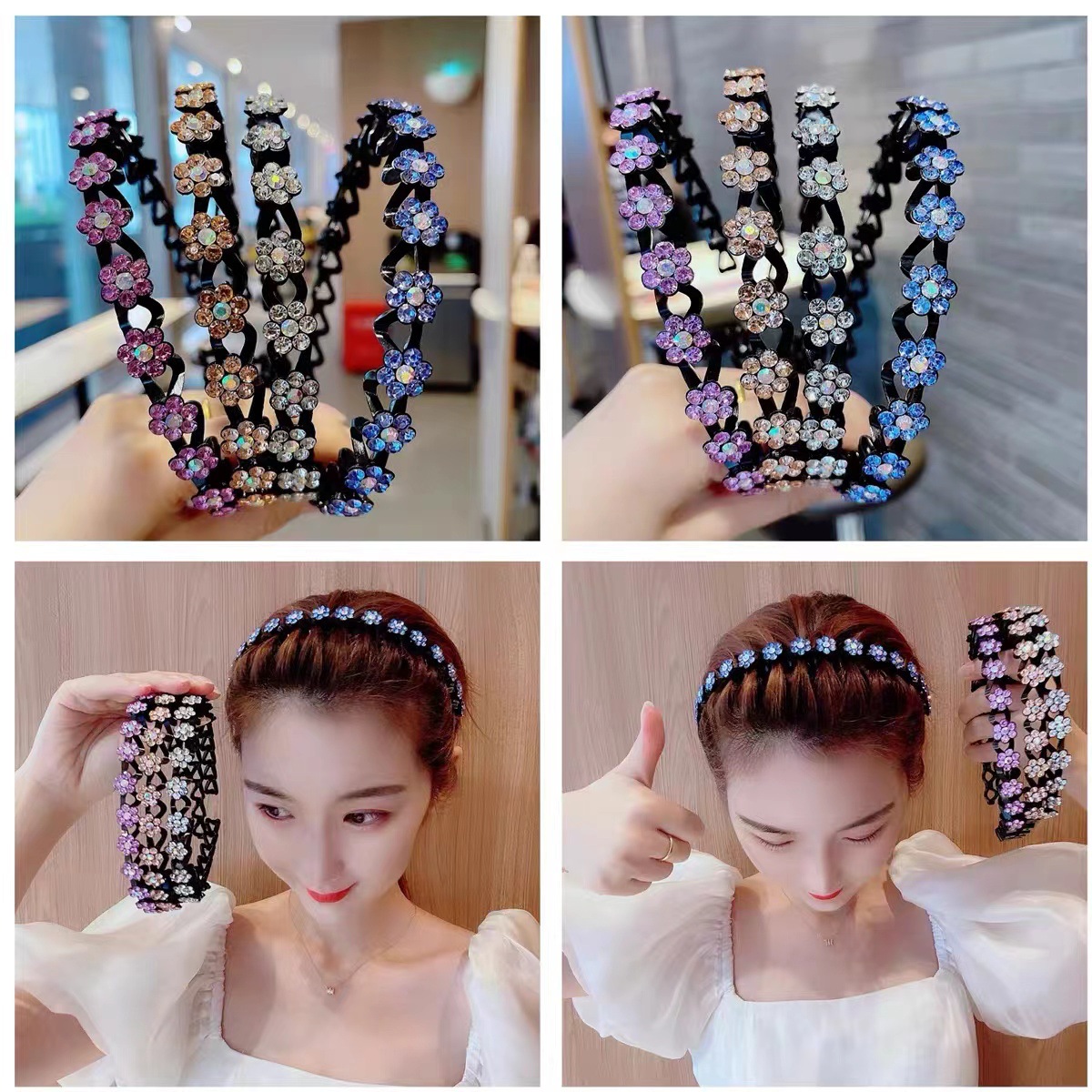 Women Accessories Sale - 女の子と女性のための真珠で編まれた波状のラインストーン,ヘアアクセサリー,新しいコレクション2022