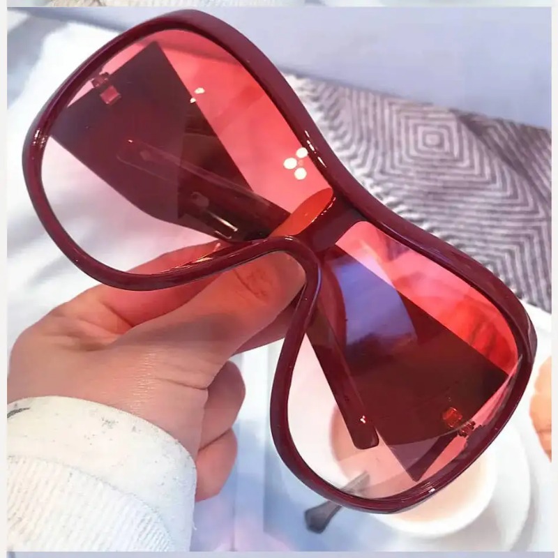 Sunglasses Oversized Square - ワンピースオーバーサイズ Y2K サングラス女性男性用ヴィンテージスクエアシールドグラデーションヒップホップサングラス女性のセクシーなドライビングシェード