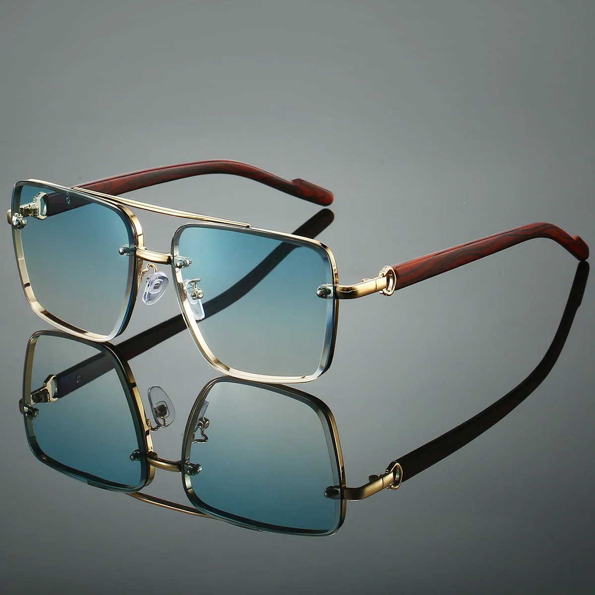 Sunglasses Oversized Square - ファッションレトロスクエアメタルサングラス特大女性用ブランドデザインドライビングシェードダブルブリッジパイロットマンサングラス