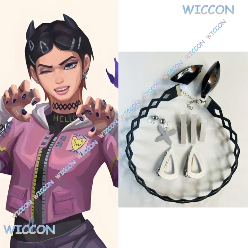 Women Accessories On Sale - Valorant クローブクリップ首輪蝶イヤリングコスプレアクセサリーゲームキャラクターロールプレイパーティーアニメ髪飾りハロウィン