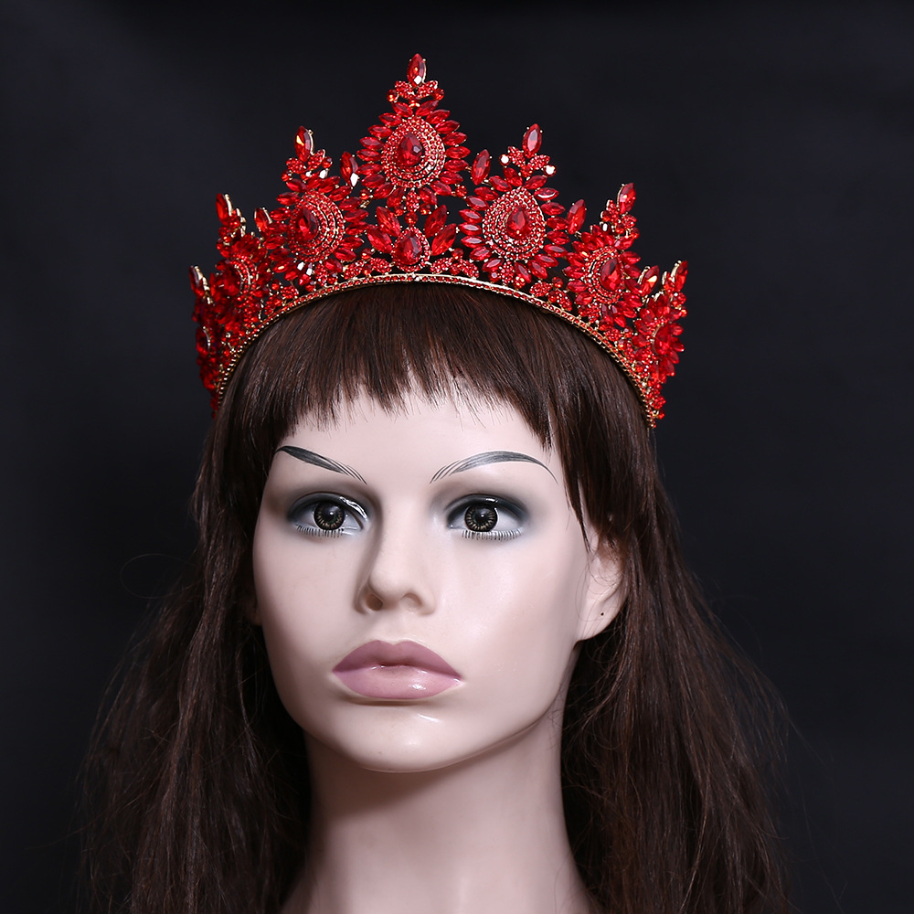 Women Accessories For Wedding - バロック様式のヨーロッパとアメリカのビューティーページェント用ブライダルクラウン、合金製クリスタルウェディングヘッドバンド、ヘアアクセサリー、クラウン