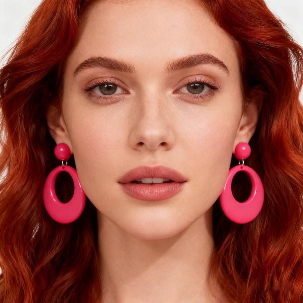 60年代70年代風アクリル製レディースイヤリング、赤、ホット - Women'S Accessories In The 60S のレビューと価格