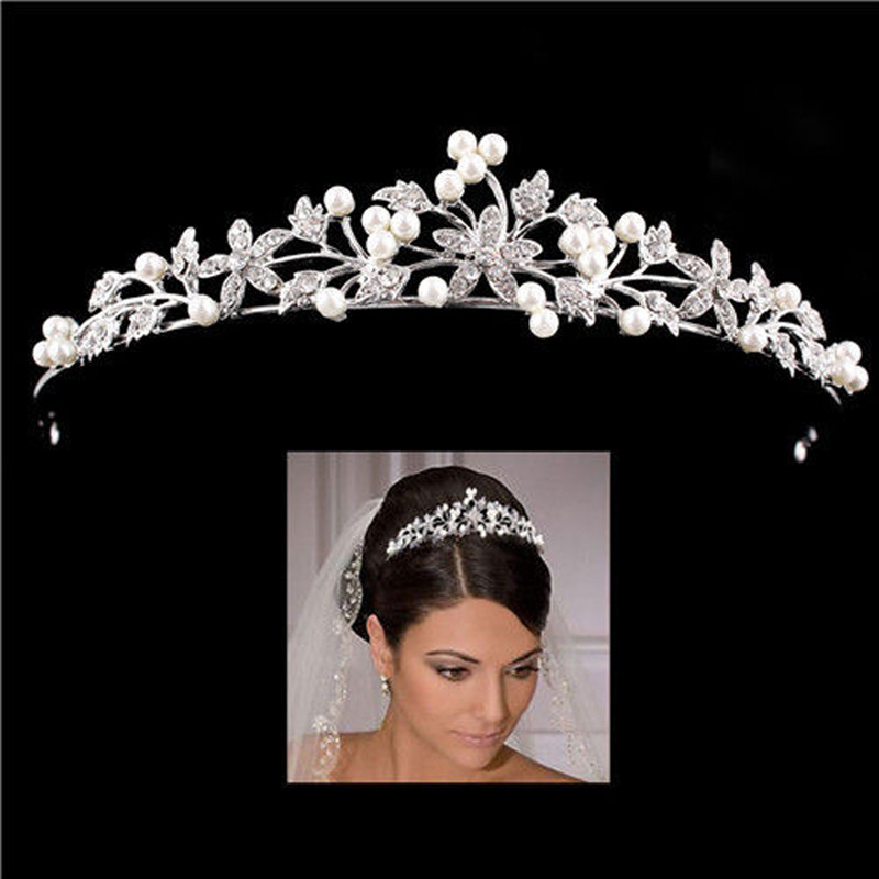 クリスタルウェディングブライダルティアラヘアスタイル女性ガー - Women Accessories For Wedding のレビューと価格