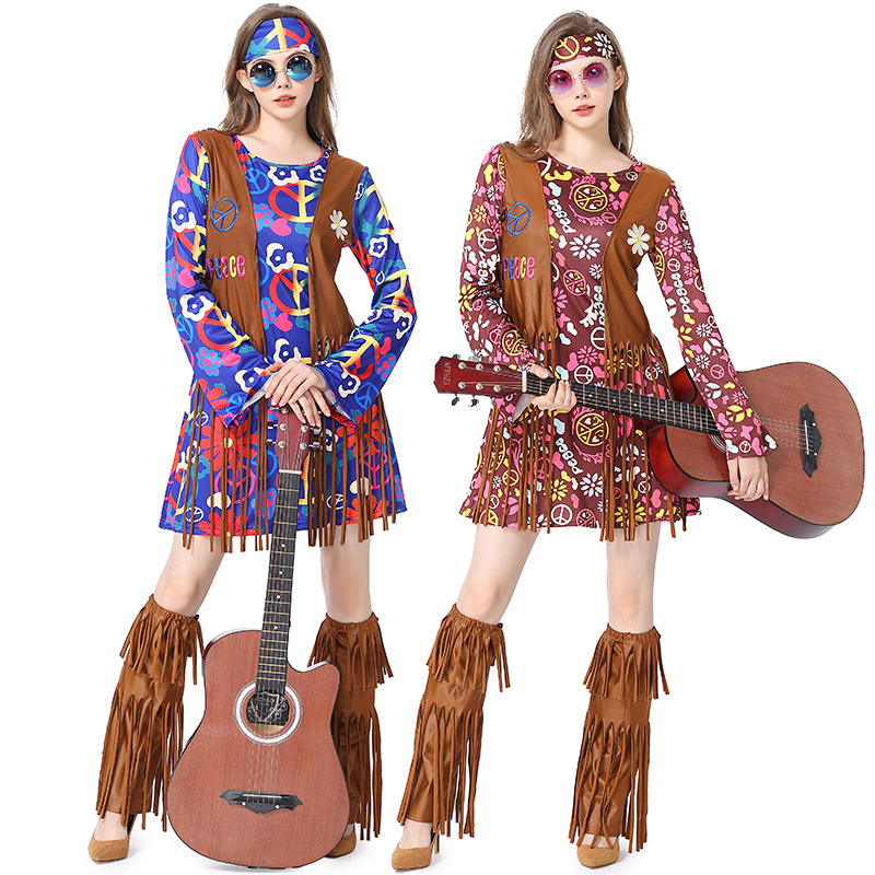 ハロウィンディスコドレス 70年代 60年代 ヒッピー コス - Women'S Accessories In The 60S のレビューと価格