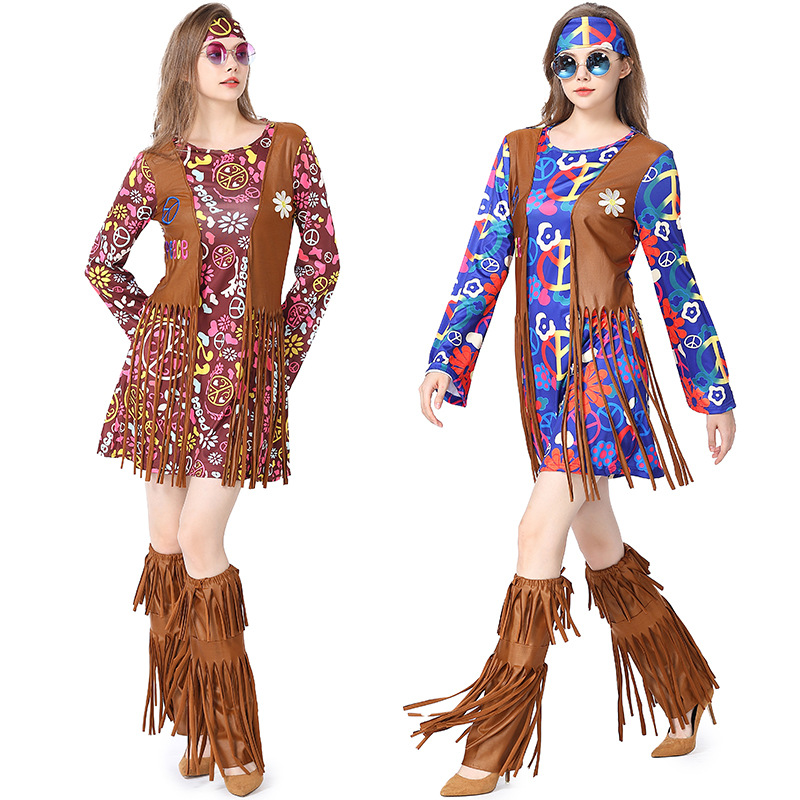 ハロウィンディスコドレス 70年代 60年代 ヒッピー コス - Women'S Accessories In The 60S のレビューと価格