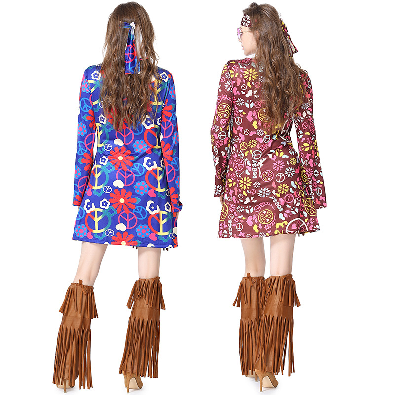 ハロウィンディスコドレス 70年代 60年代 ヒッピー コス - Women'S Accessories In The 60S のレビューと価格