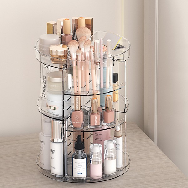 360度回転式化粧品収納ラック（棚板調整可能）—頑丈で電源不 - Women Accessories List のレビューと価格