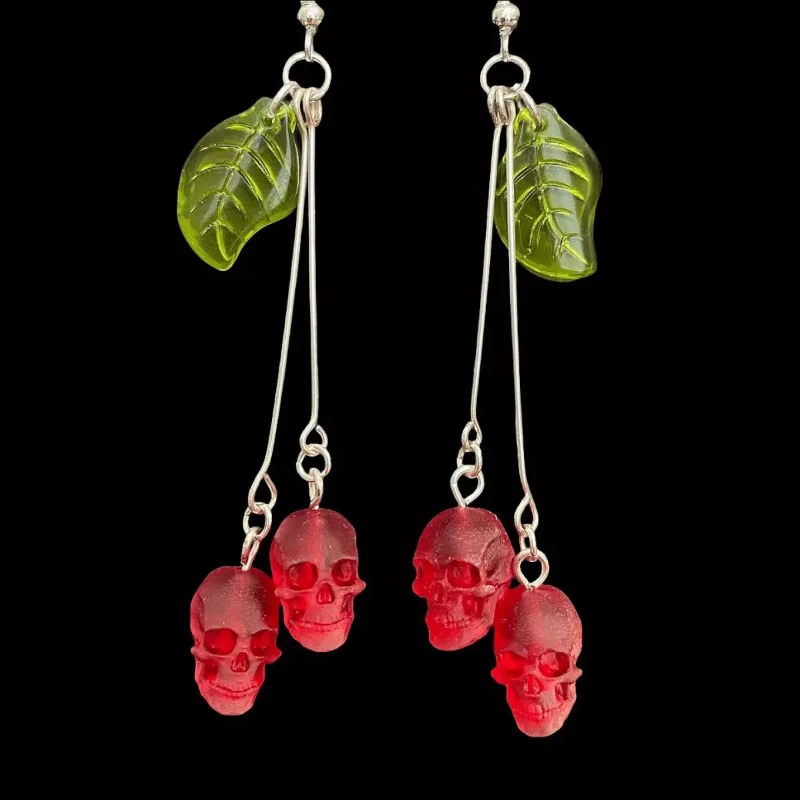ゴシックスカルチェリーイヤリング女性用ファッション異教魔女ジ - Women'S Vampire Accessories のレビューと価格