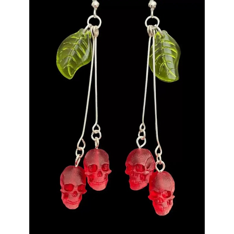 ゴシックスカルチェリーイヤリング女性用ファッション異教魔女ジ - Women'S Vampire Accessories のレビューと価格