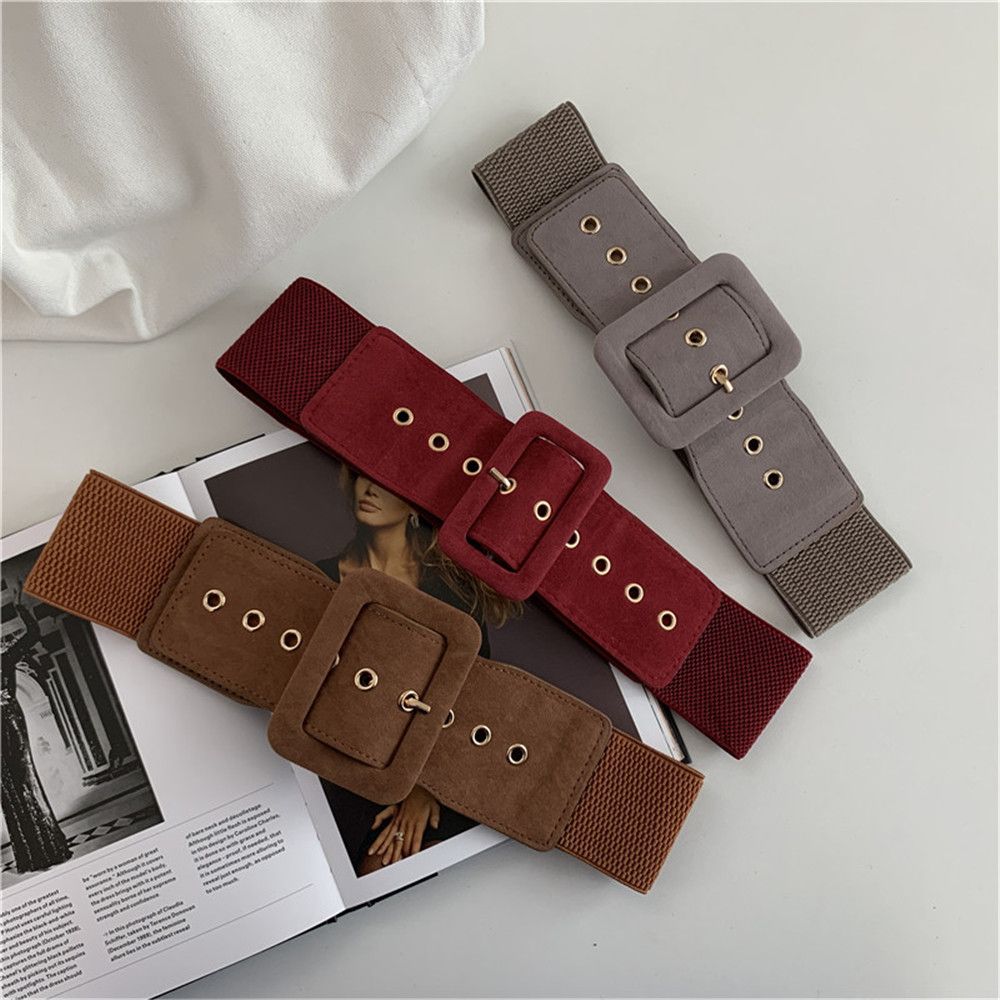 女性ベルト ストレッチワイドウエストベルト メタルバックル  - Women Accessories Description のレビューと価格