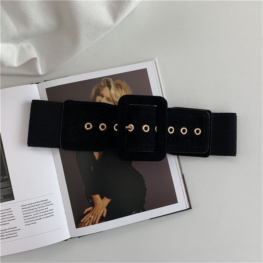 女性ベルト ストレッチワイドウエストベルト メタルバックル  - Women Accessories Description のレビューと価格