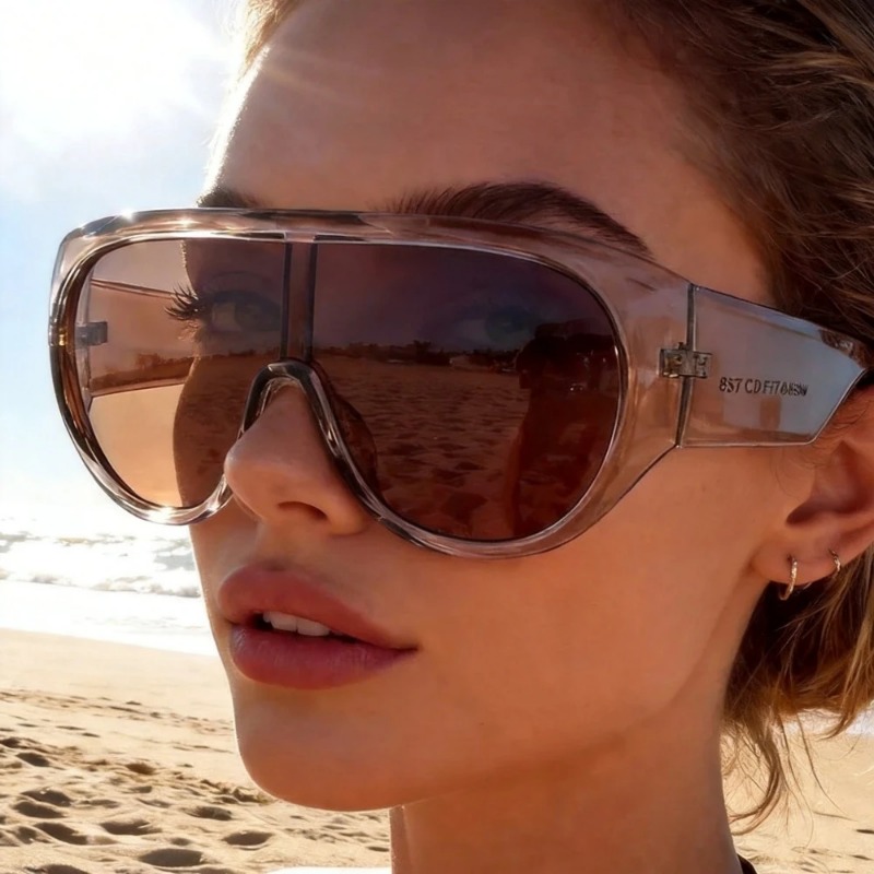 ワンピースオーバーサイズシールドサングラス女性のための新しい - Sunglasses Oversized Square のレビューと価格