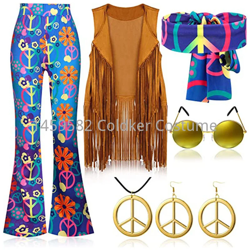 ヒッピー衣装女性ピースラブガールズパーティー 60 年代 7 - Women'S Accessories In The 60S のレビューと価格