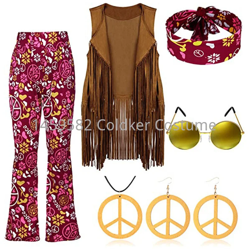 ヒッピー衣装女性ピースラブガールズパーティー 60 年代 7 - Women'S Accessories In The 60S のレビューと価格