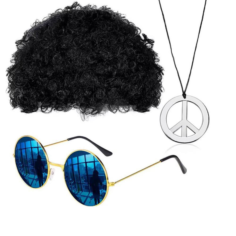 ヒッピー 60 年代アクセサリーセット ウィッグ サングラス - Women'S Accessories In The 60S のレビューと価格