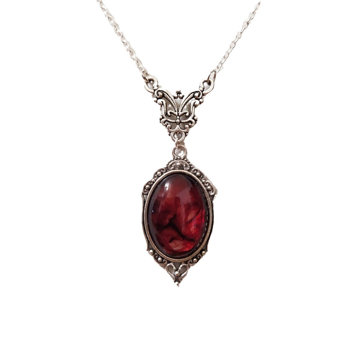 ヴィンテージゴシックブラッドレッドクォーツチャームネックレス - Women'S Vampire Accessories のレビューと価格