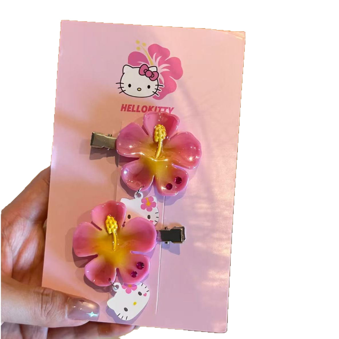 かわいいサンリオハローキティフラワーヘアクリップセットピンク - Women Accessories On Sale のレビューと価格