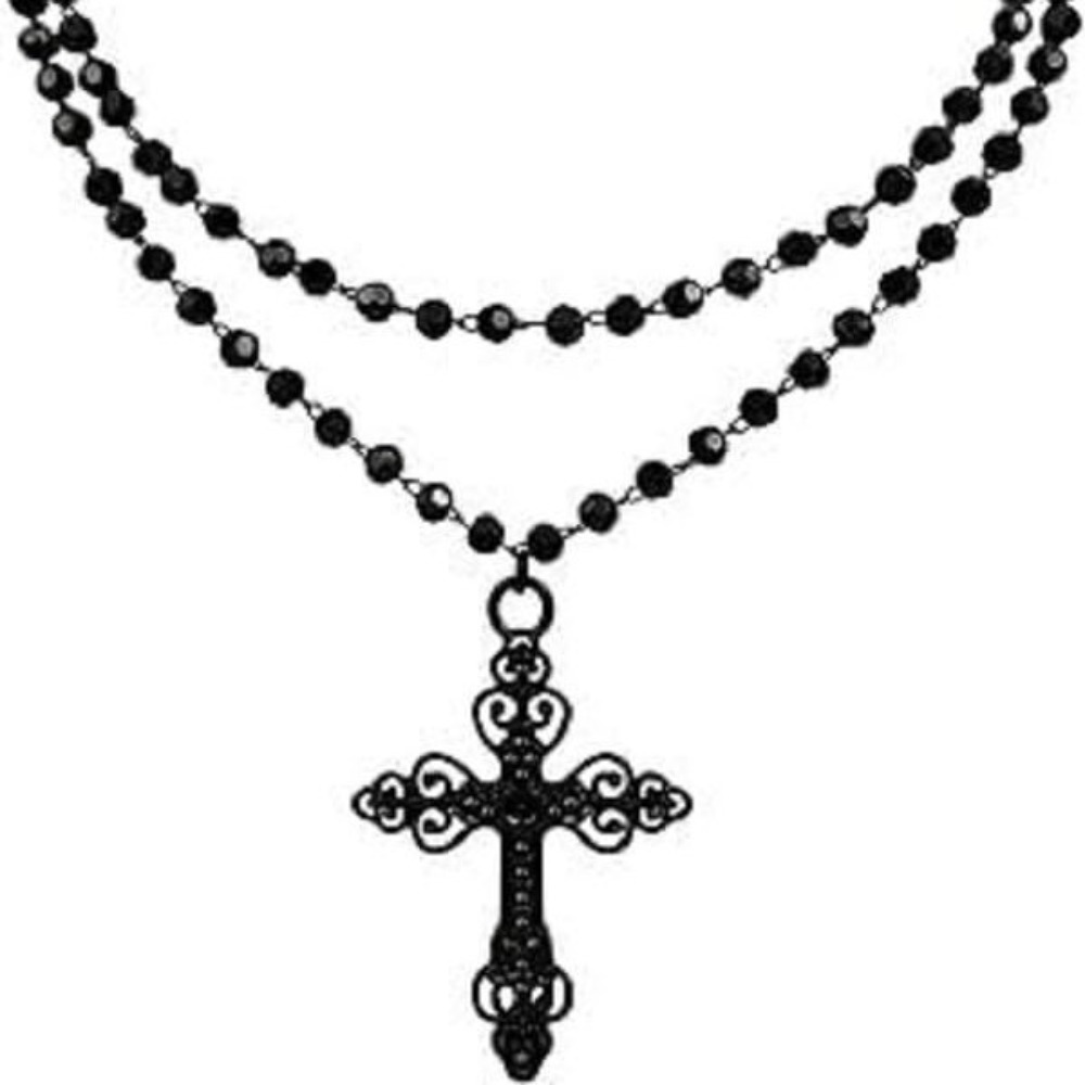 チャームゴシックブラック中空クロスペンダント二層ブラックビー - Women'S Vampire Accessories のレビューと価格