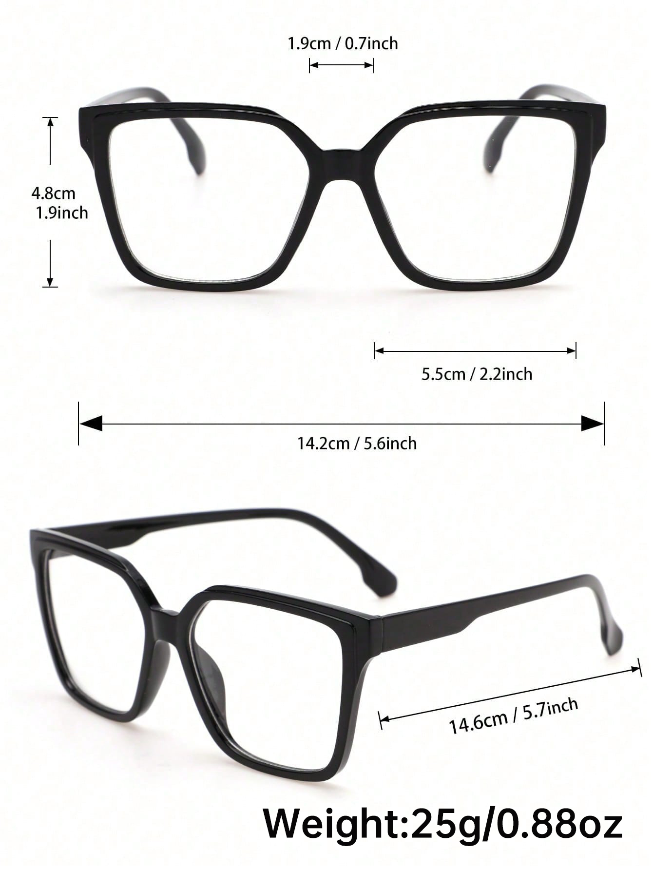 1pc 正方形特大フレームプレーンメガネ、クリアレンズ、オフ - Sunglasses Oversized Square のレビューと価格