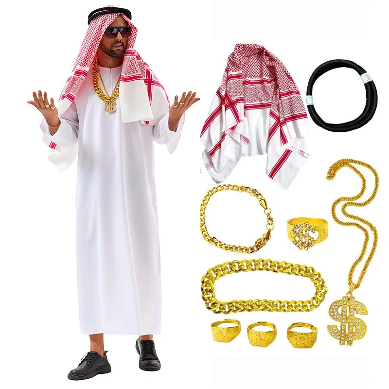 アラブ衣装 中東服 ドバイ タイクーン コスプレ 白ロングロ - Women'S Accessories Clothing のレビューと価格