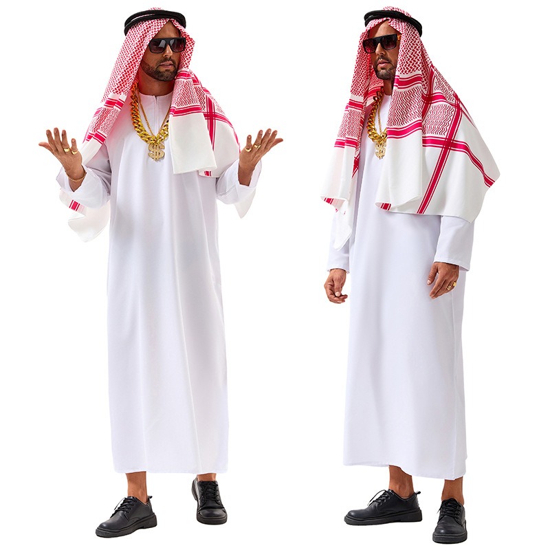 アラブ衣装 中東服 ドバイ タイクーン コスプレ 白ロングロ - Women'S Accessories Clothing のレビューと価格