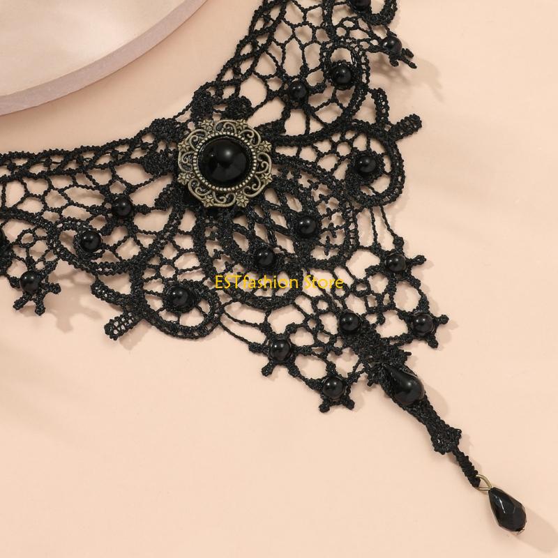 Y5GC レースチョーカーネックレス ゴシックレースチョーカ - Women'S Vampire Accessories のレビューと価格