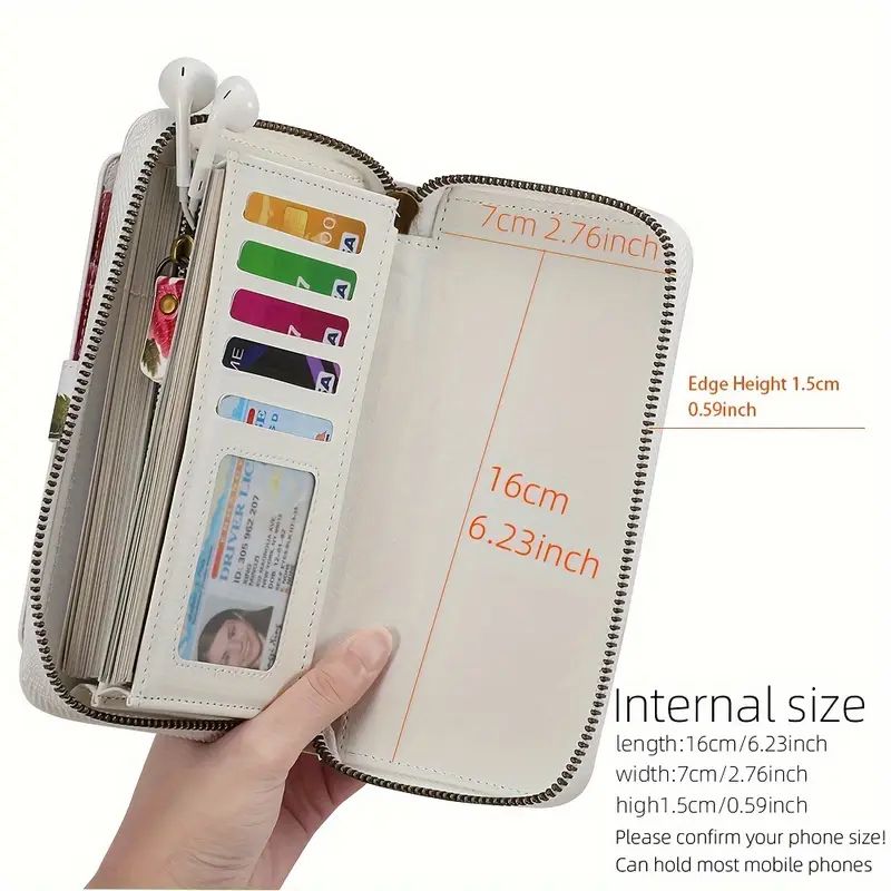 エレガントな花柄PUレザークラッチウォレット（女性用）-ジッ - Women'S Accessories Wallet のレビューと価格