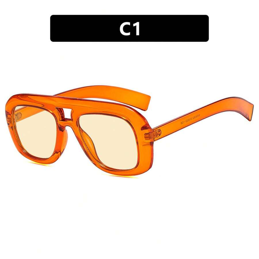 ダブルブリッジオーバーサイズスクエアメガネ女性用、光沢のある - Sunglasses Oversized Square のレビューと価格