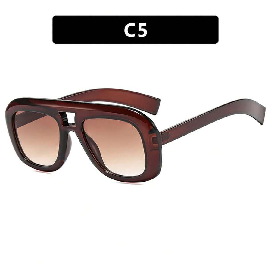 ダブルブリッジオーバーサイズスクエアメガネ女性用、光沢のある - Sunglasses Oversized Square のレビューと価格