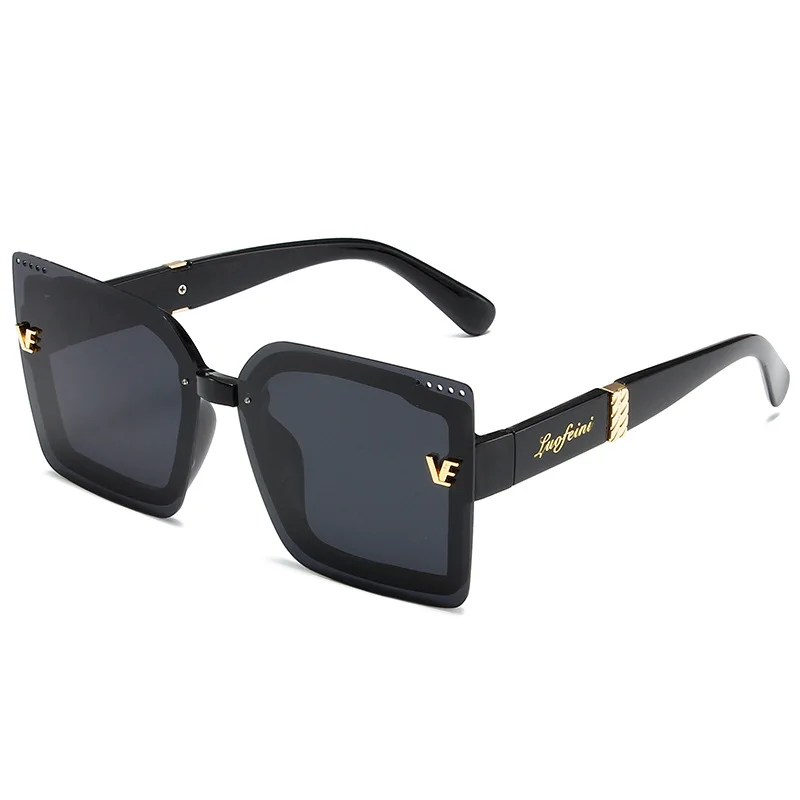 新しいクールなリムレス偏光サングラス女性特大スクエアサングラ - Sunglasses Oversized Square のレビューと価格