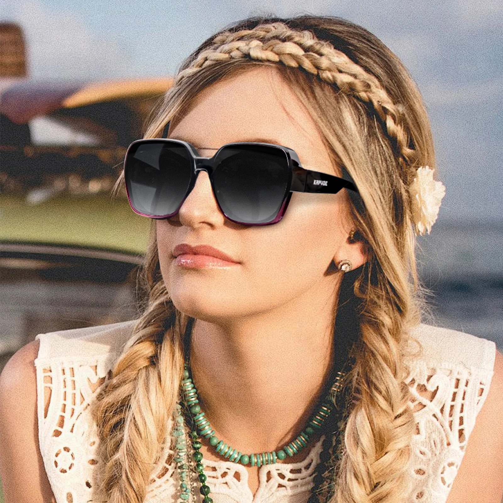 Kapvoe フィットオーバーサングラス 特大スクエア偏光近 - Sunglasses Oversized Square のレビューと価格