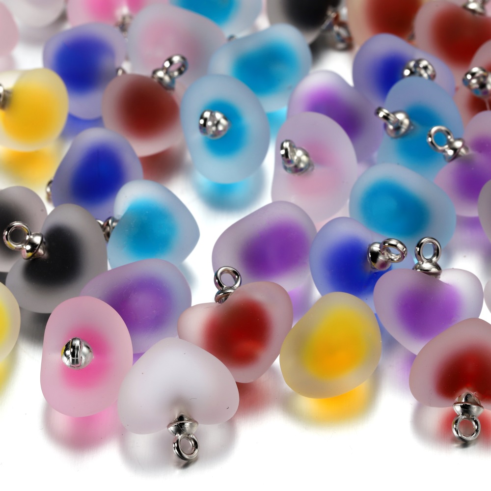 10 ピース/ロット樹脂つや消しマルチカラーハートチャーム手 - Resin Bangle Bracelet のレビューと価格