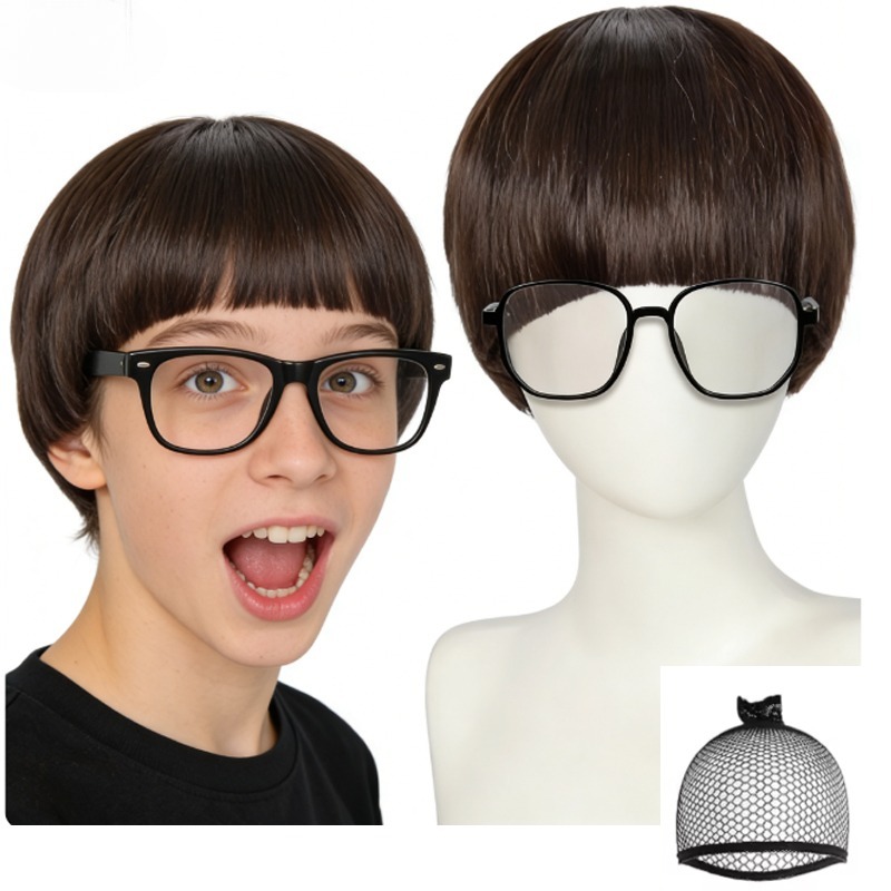 前髪付きキノコウィッグ + メガネ付き面白いウィッグ 男性用 - Women'S Accessories In The 60S のレビューと価格