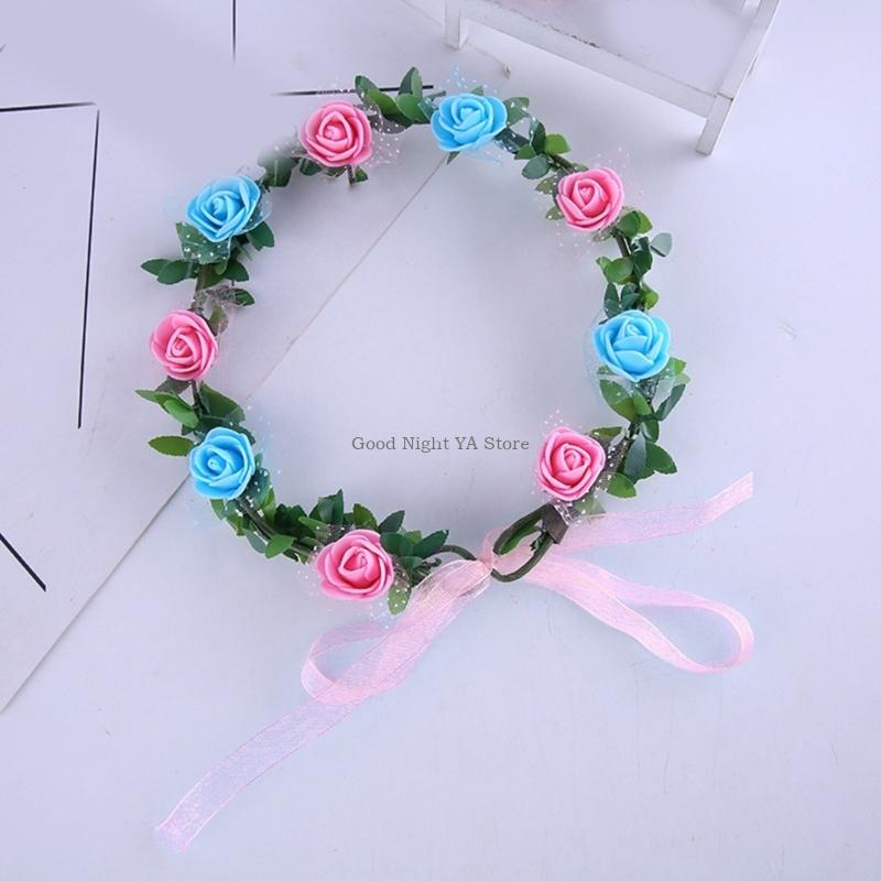 ローズフローラルリース弾性ヘッドバンド装飾花かぶと家の装飾や - Women Accessories Description のレビューと価格
