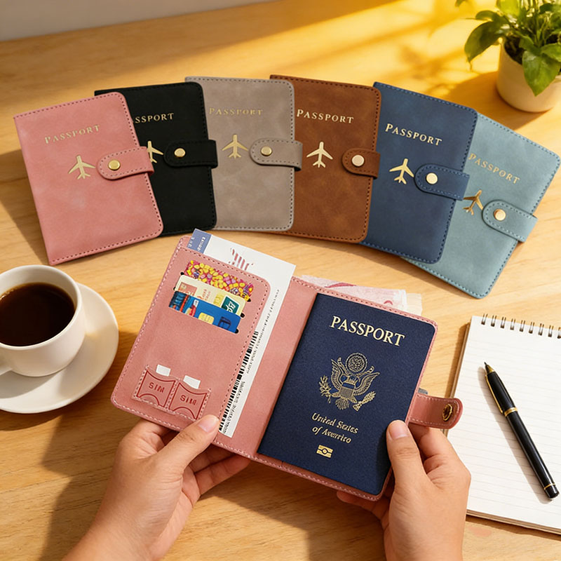レザーパスポートホルダーカバーケース、旅行必需品、クレジット - Women'S Accessories Wallet のレビューと価格