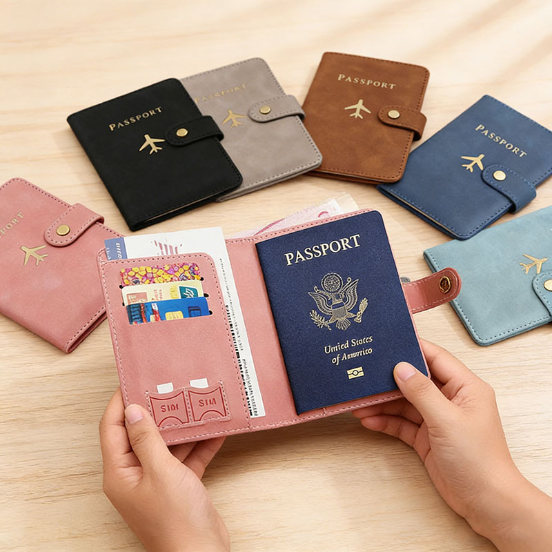 レザーパスポートホルダーカバーケース、旅行必需品、クレジット - Women'S Accessories Wallet のレビューと価格