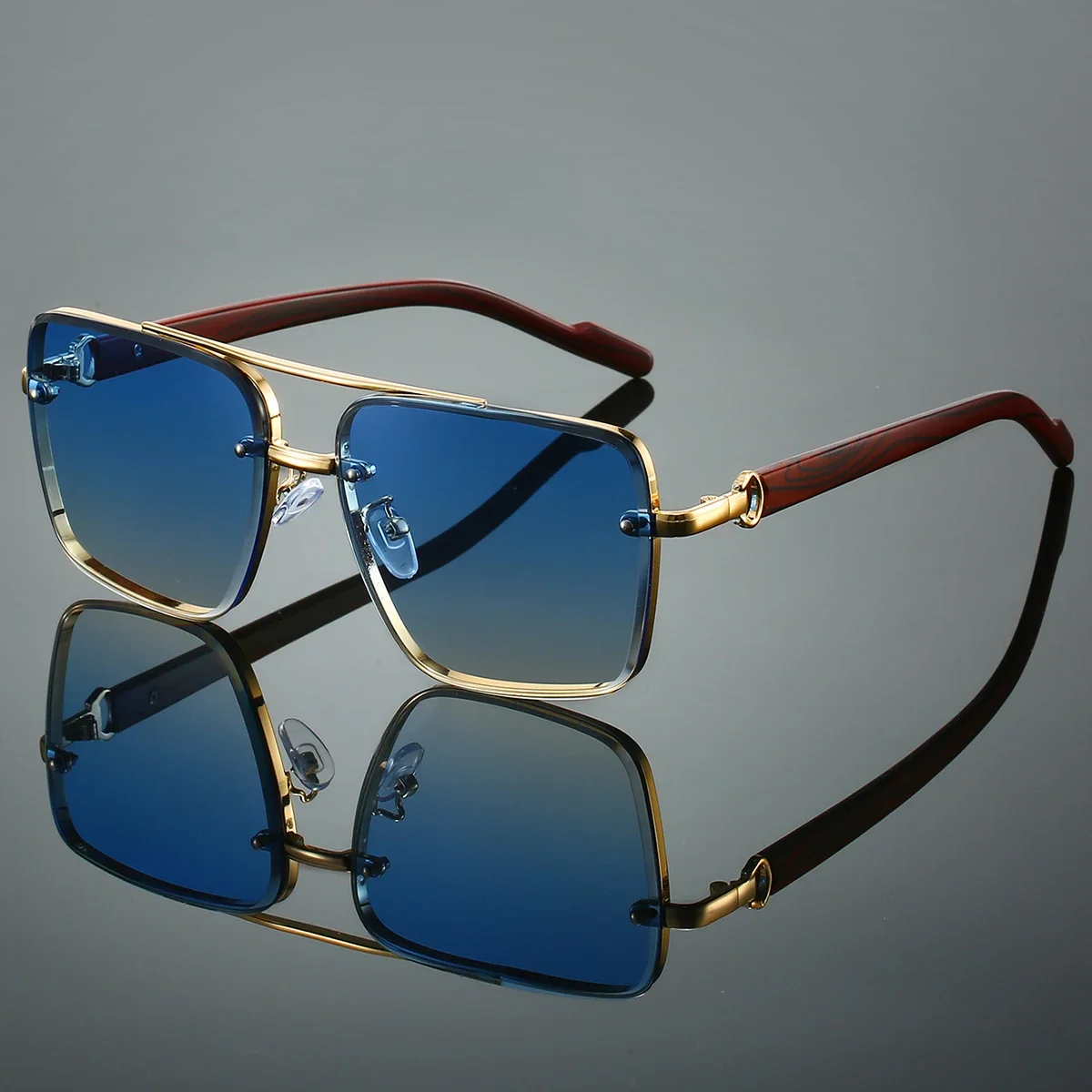ファッションレトロスクエアメタルサングラス特大女性用ブランド - Sunglasses Oversized Square のレビューと価格