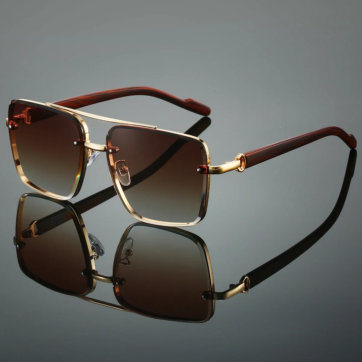 ファッションレトロスクエアメタルサングラス特大女性用ブランド - Sunglasses Oversized Square のレビューと価格
