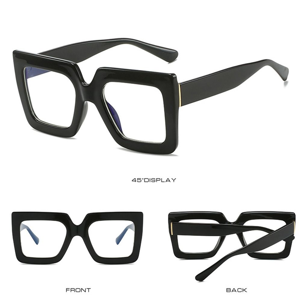 レトロなブルーライトカットメガネ特大フレーム韓国風インスクエ - Sunglasses Oversized Square のレビューと価格