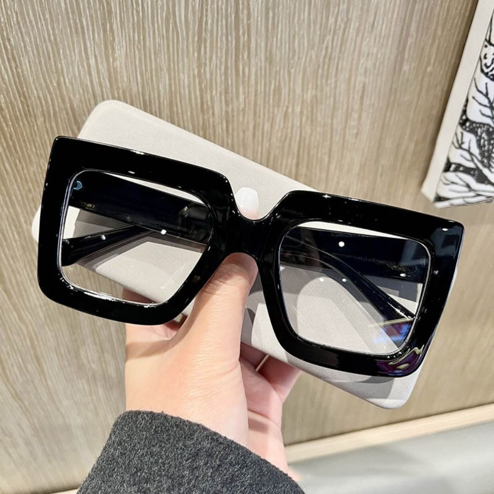 レトロなブルーライトカットメガネ特大フレーム韓国風インスクエ - Sunglasses Oversized Square のレビューと価格